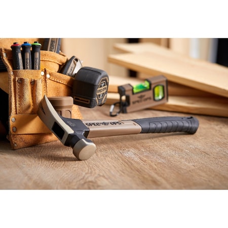 Spec Ops 20 oz Fiberglass Hammer, 16 Inch, Soft Mallet Cap, Shock-Absorbing Grip SPEC-M20FG16-S